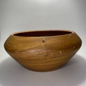 Vintage Monkey Pod Wood Salad Bowl Carved Decor phillipines Retro